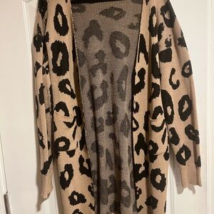 Leopard Print Open Front Cardigan Sweater